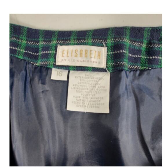 Liz Claiborne Green Blue Plaid Wool Blend Wrap Style Vintage Maxi Skirt Medium - Picture 5 of 5